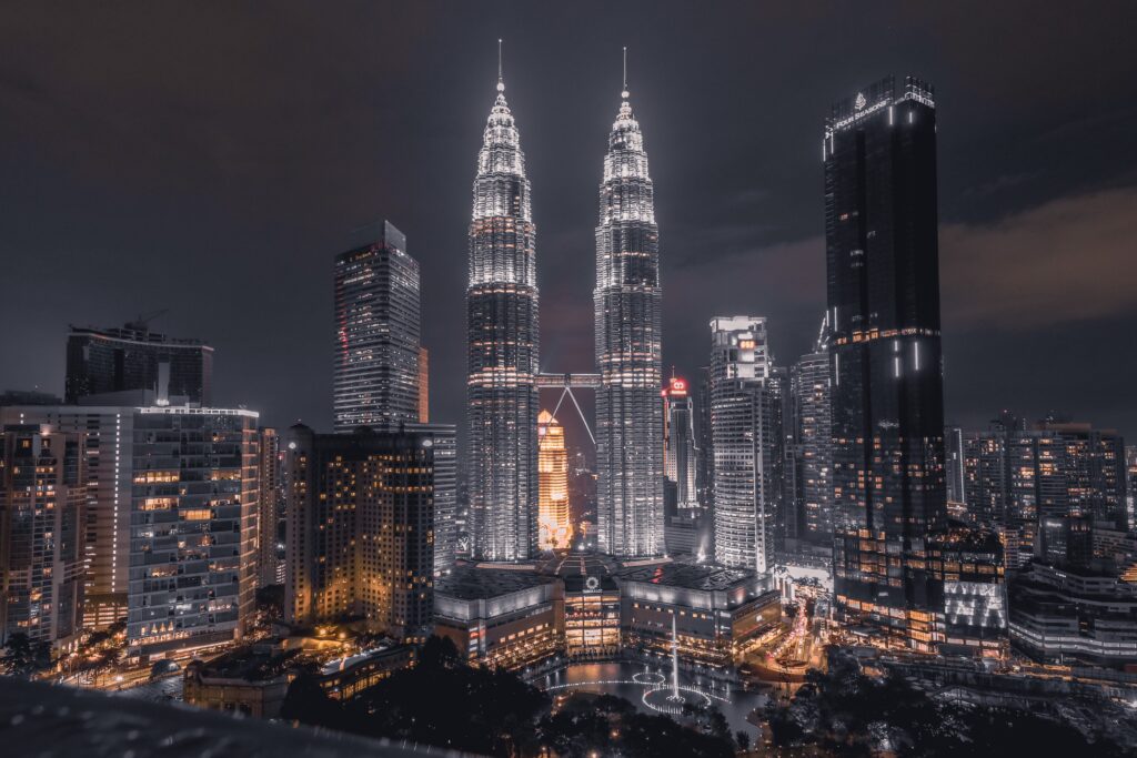 Malaysia, Kuala Lumpur cityscape at night