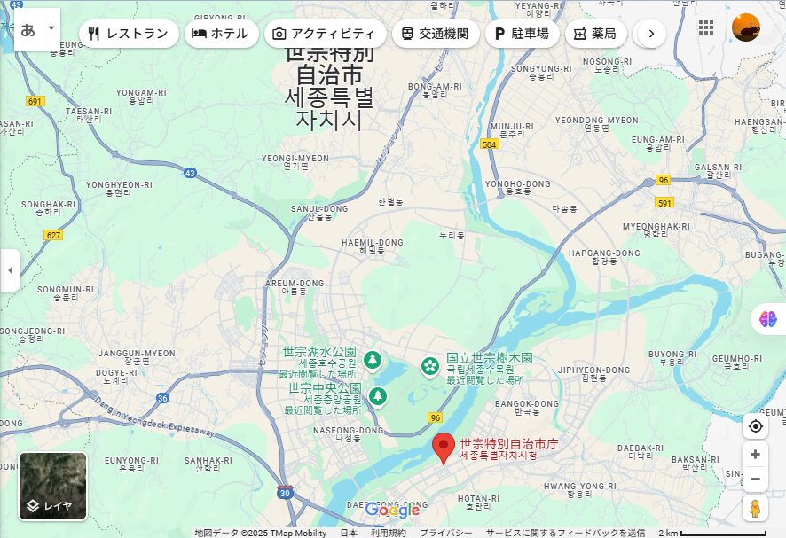 Map of Sejong Special Self-Governing City Hall