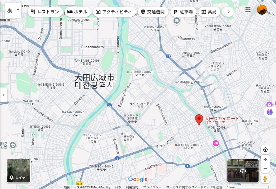 Map of Daejeon Sky Road (Daejeon Sky Road)