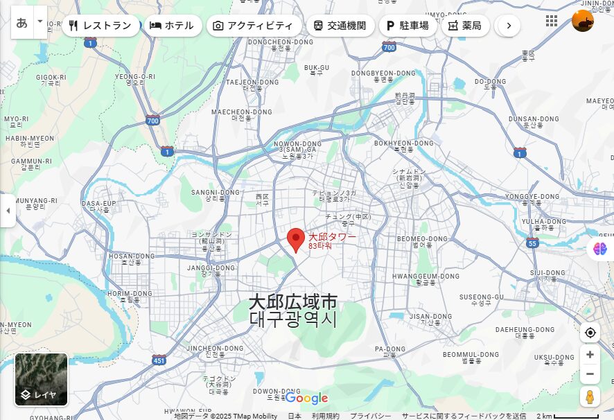 Map of Daegu Tower