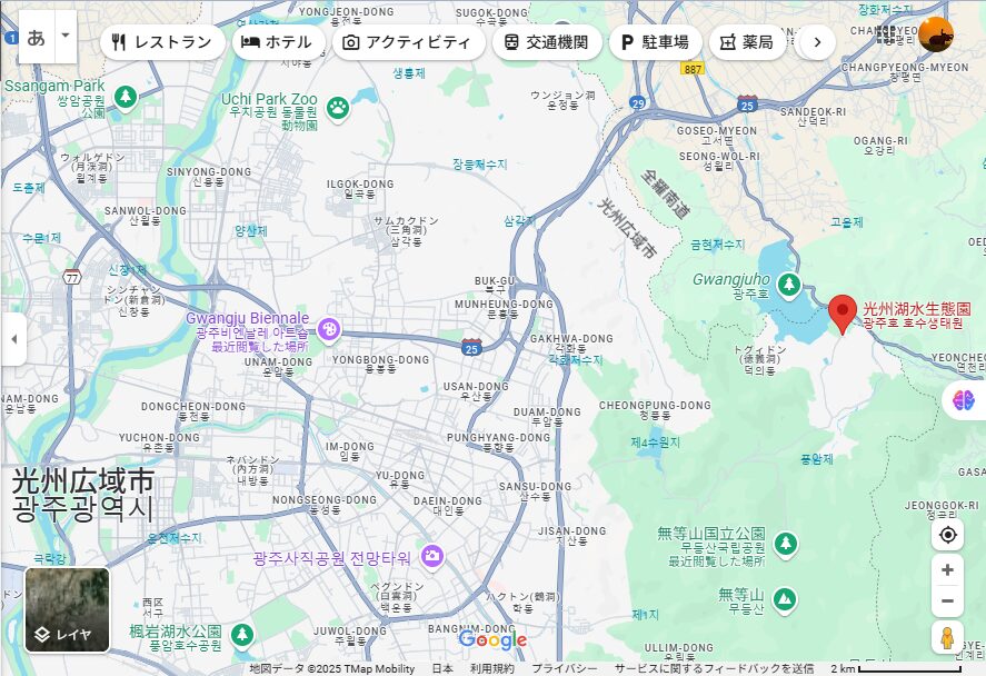 Map of Gwangju Lake Ecological Park